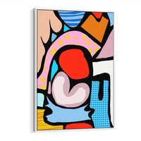 Obraz w ramie 80x120 - Czarny Komiks - abstrakcyjne formy, komiksowy styl - rama biała