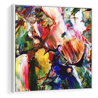 Obraz w ramie 50x50 - Szalejące ognie kolorów - abstrakcja, farby olejne - rama biała