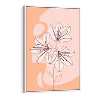 Obraz w ramie 70x100 - Kwiatowa Harmonia - minimalistyczny plakat, pudrowe kwiaty - rama biała