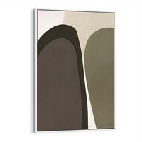 Obraz w ramie 70x100 - Fale w Zieleni - abstrakcyjne kształty, zgaszona zieleń - rama biała