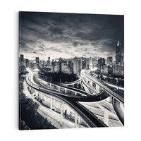 Obraz na płótnie 50x50 - Miejska Symfonia - miasto, nocą