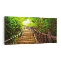 Obraz na płótnie 120x60 - Magiczne schody w lesie - schody, las