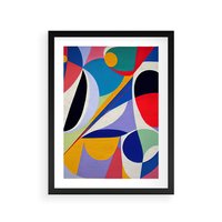 Plakat w ramie 30x40 - Kolorowe Przesunięcia Kształtów - abstrakcyjny obraz olejny, żywe kolory - rama czarna