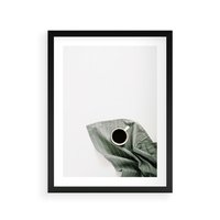 Plakat w ramie 50x70 - Poranek z Kawą - kawa, biała filiżanka - rama czarna