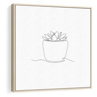 Obraz w ramie 50x50 - Rozkwitające Echa - szkic, minimalizm - rama drewno