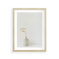 Plakat w ramie 40x50 - Sztuka Prostoty - minimalistyczny wazon, źdźbła traw - rama drewno