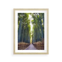 Plakat w ramie 40x50 - Urokliwa dróżka w lesie - las, dróżka - rama drewno