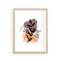 Plakat w ramie 30x40 - Echa Kształtującej się Wyobraźni - abstrakcyjna sztuka, liść gałązka - rama drewno