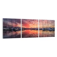 Obraz na płótnie 120x40 - Morze, fale i skały - zachód słońca,