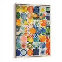 Obraz w ramie 80x120 - Rozkwitające Wzory Abstrakcji - abstrakcyjny obraz, mnogość kolorów - rama drewno