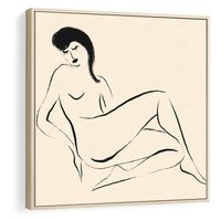 Obraz w ramie 50x50 - Piękno w Minimalizmie - abstrakcyjny rysunek, minimalistyczna kreska - rama drewno