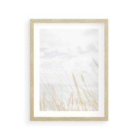 Plakat w ramie 40x50 - Jasna Delikatność: Fotografia Suchych Traw - suche trawy, jasna fotografia - rama drewno