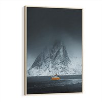 Obraz w ramie 80x120 - Skandynawski pejzaż - skadynawski, pejzaż - rama drewno