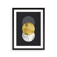 Plakat w ramie 40x50 - Geometryczna Perfekcja: Złote Koło - geometryczna grafika, złote koło - rama czarna