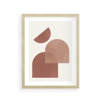 Plakat w ramie 30x40 - Harmonijne Widoki - abstrakcyjne geometryczne kształty, odcienie brązu i beżu - rama drewno