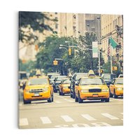 Obraz na płótnie 70x70 - Miasto Taksówek - taksówki, miasto