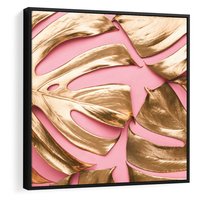 Obraz w ramie 50x50 - Przyjemność w Naturze - złote, liście - rama czarna