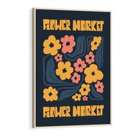 Obraz w ramie 80x120 - Impulsy Rozkwitu - plakat, granatowe tło - rama drewno