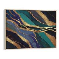 Obraz w ramie 120x80 - Sztorm malarskich emocji - marmur, abstrakcyjna grafika - rama drewno