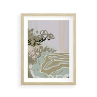 Plakat w ramie 30x40 - Wizja Przestrzeni - pastelowy krajobraz, nowoczesny plakat - rama drewno