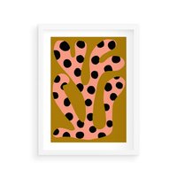 Plakat w ramie 50x70 - Rozkwitająca Wolność Boho - abstrakcyjne boho kształty, dziwne - rama biała