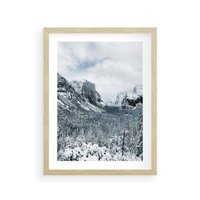 Plakat w ramie 40x50 - Góry Śnieżnej Krainy - góry, szczyty - rama drewno
