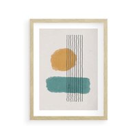 Plakat w ramie 40x50 - Wibracje Barw - abstrakcyjne akwarelowe plamy, nieregularne kreski - rama drewno