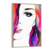Obraz w ramie 50x70 - Kobieta Twarz Abstrakcja - kobieta, twarz - rama drewno