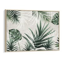 Obraz w ramie 120x80 - Tropikalne Akwarele - tropikalne liście, akwarela - rama drewno