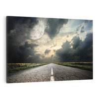 Obraz na płótnie 70x50 - magia nocnej drogi - droga, księżyc