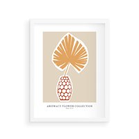 Plakat w ramie 40x50 - Kwiatowa Kreatywność - tropikalny liść w wazonie, typografia - rama biała