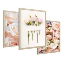 Zestaw obrazy w ramie 30x40 galeria - Róże, kwiaty, do, sypialni - rama drewno