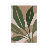 Plakat bez ramy 50x70 - Nowoczesność Natury: Plakat z Zielonymi Liśćmi - nowoczesny plakat, beż