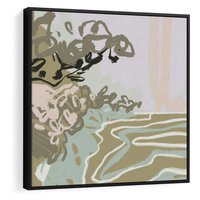 Obraz w ramie 50x50 - Wizja Przestrzeni - pastelowy krajobraz, nowoczesny plakat - rama czarna