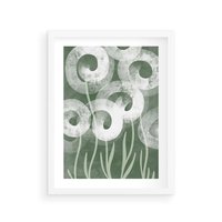 Plakat w ramie 30x40 - Spokojne Plamy Natury - zielony plakat, roślinne motywy - rama biała