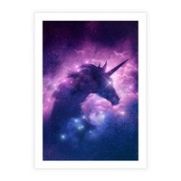 Plakat bez ramy 30x40 - Mityczna podróż - kosmos, jednorożec
