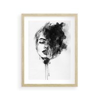 Plakat w ramie 40x50 - Kobieta w akwareli - kobieta, akwarela - rama drewno