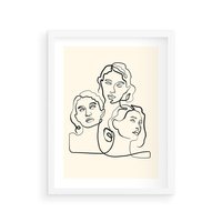 Plakat w ramie 50x70 - Trzy Kobiety - 3 kobiety, antyczny posag - rama biała