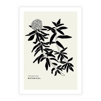 Plakat bez ramy 40x50 - Szept kwiatowej wyobraźni - czarno biała grafika, roślinność