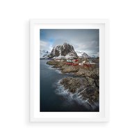 Plakat w ramie 30x40 - Skandynawia - górska odsłona - Skandynawia, góry - rama biała