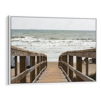Obraz w ramie 120x80 - Morze i drewniany pomost - morze, pomost - rama biała
