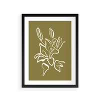 Plakat w ramie 40x50 - Przenikające Barwy - abstrakcyjna roślina, kwiaty - rama czarna