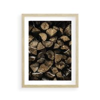 Plakat w ramie 40x50 - Piękno Prostej Formy - drewno, kłody - rama drewno