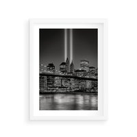 Plakat w ramie 40x50 - Miasto ożywione nocą - miasto, noc - rama biała