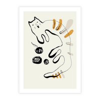 Plakat bez ramy 21x30 - Picassowska Abstrakcja Kota - abstrakcyjna grafika kota, jak picasso