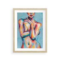 Plakat w ramie 40x50 - Nagie Natchnienie - obraz olejny, naga kobieta - rama drewno