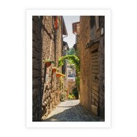 Plakat bez ramy 21x30 - Włoska uliczka w perspektywie - Włochy, uliczka