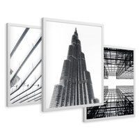 Zestaw obrazy w ramie 30x40 galeria - Budynki, wieżowce, miasto - rama biała