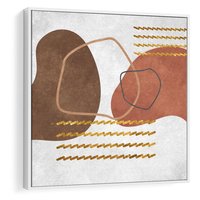 Obraz w ramie 50x50 - Odbicie światła serca - abstrakcyjne rozlane plamy, boho styl - rama biała