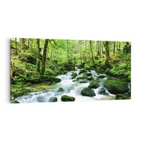 Obraz na płótnie 140x70 - Spokój Wodospadu: Las i Drzewa - wodospad, las